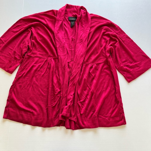 Lane Bryant Women’s Pink Open Front Drape  3/4 Sleeves Knit Cardigan Sweater - Picture 15 of 15